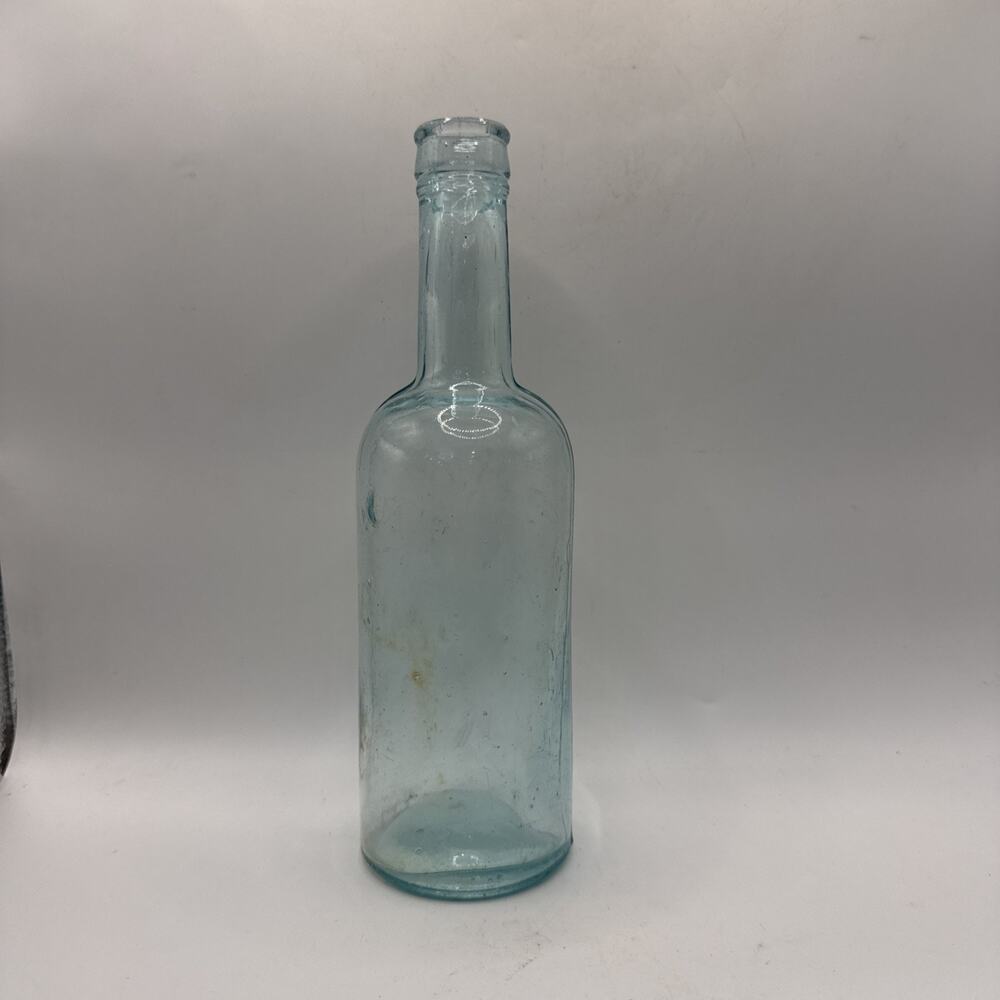 Antique Aqua Glass Bottle 8.5”